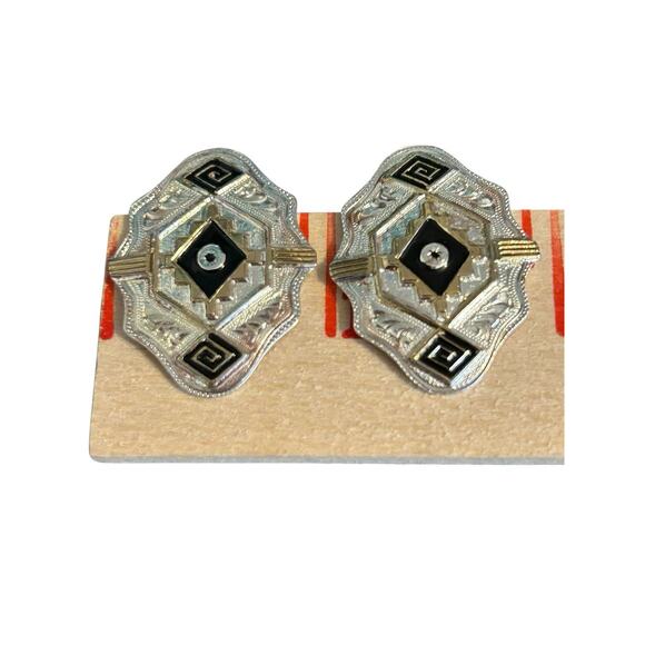 Vintage Montana Silversmiths Tribal Western Earrings In Box - Picture 1 of 8